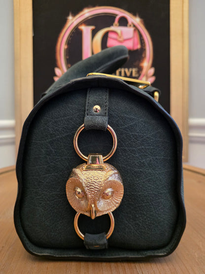 Burberry Prorsum Dark Green Nubuck Leather Owl Doctor Bag