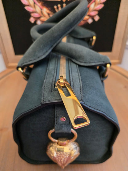 Burberry Prorsum Dark Green Nubuck Leather Owl Doctor Bag