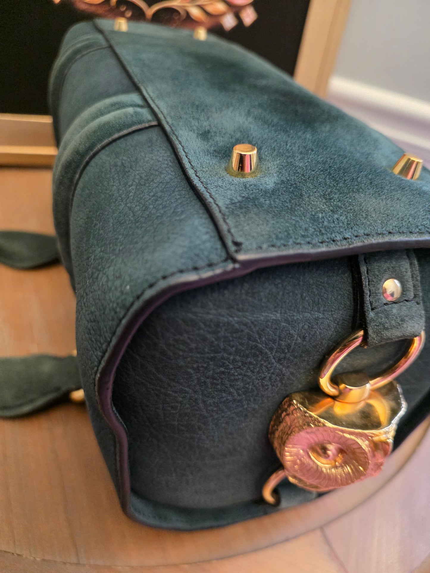 Burberry Prorsum Dark Green Nubuck Leather Owl Doctor Bag