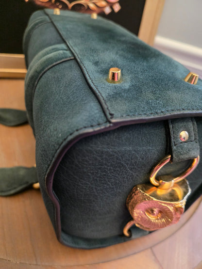 Burberry Prorsum Dark Green Nubuck Leather Owl Doctor Bag