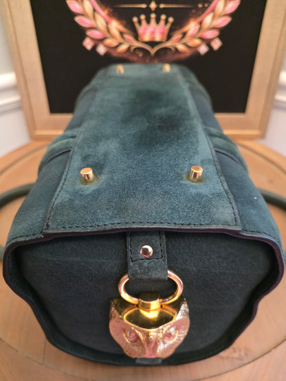 Burberry Prorsum Dark Green Nubuck Leather Owl Doctor Bag