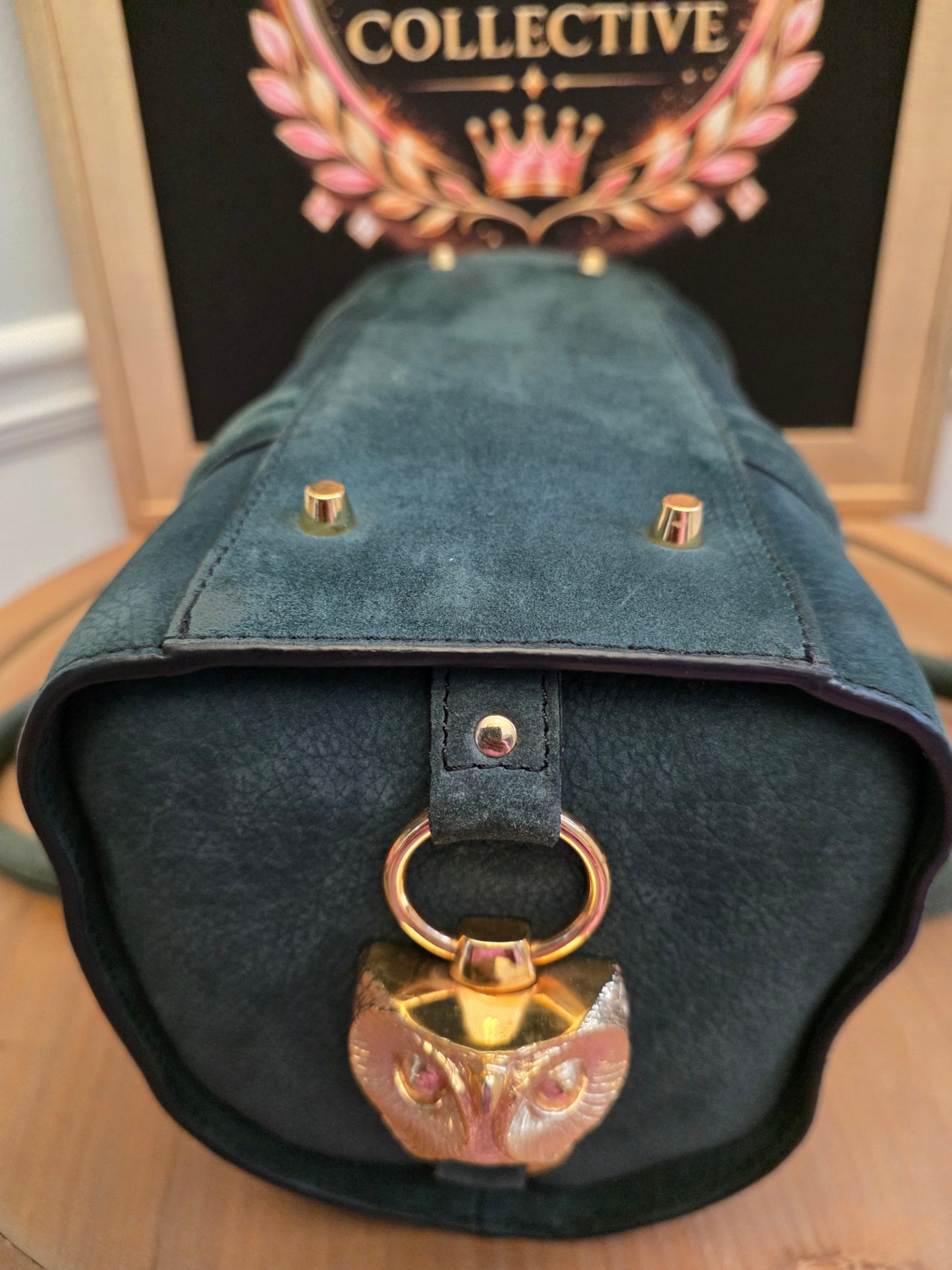 Burberry Prorsum Dark Green Nubuck Leather Owl Doctor Bag