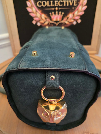 Burberry Prorsum Dark Green Nubuck Leather Owl Doctor Bag