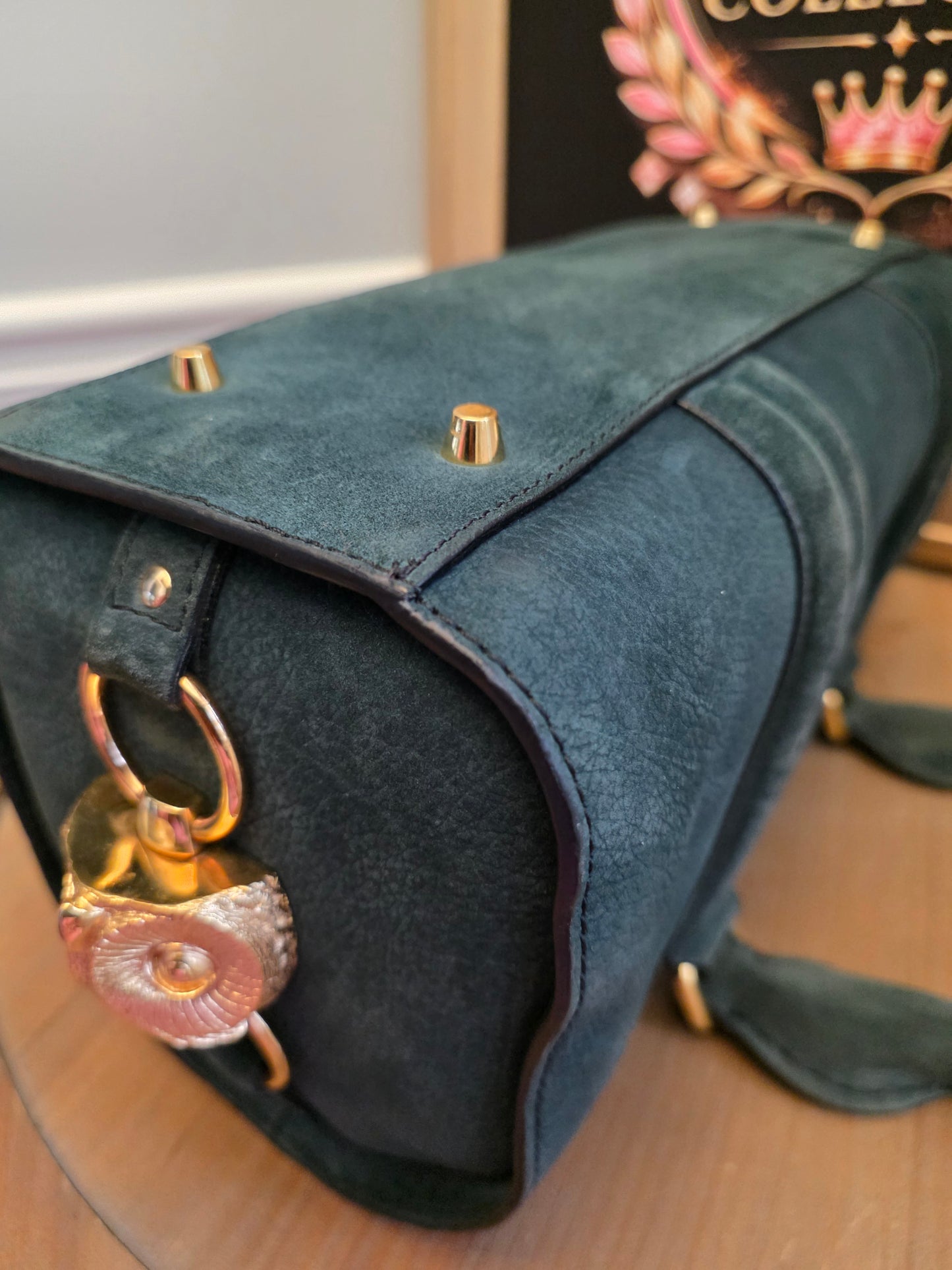 Burberry Prorsum Dark Green Nubuck Leather Owl Doctor Bag