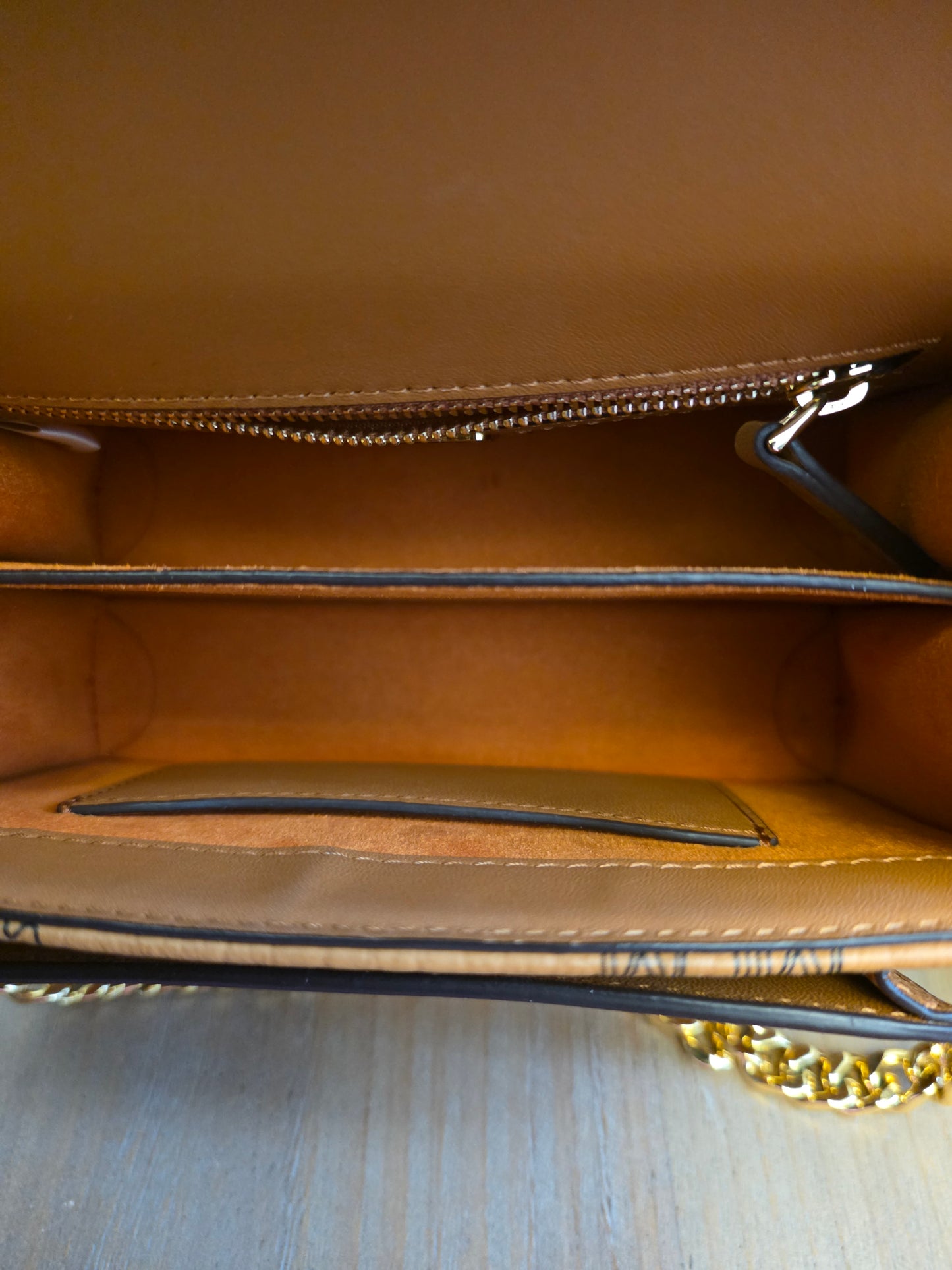 MCM Cognac Visetos Patricia-Style Chain Shoulder / Crossbody Bag