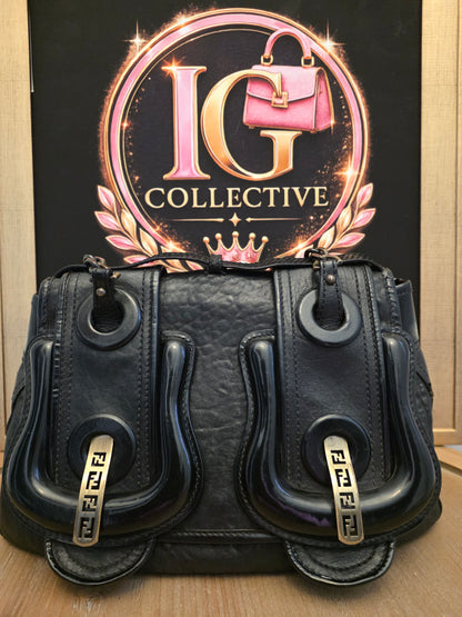 Fendi Black Leather & Patent B. Fendi Shoulder Bag