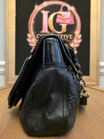 Fendi Black Leather & Patent B. Fendi Shoulder Bag