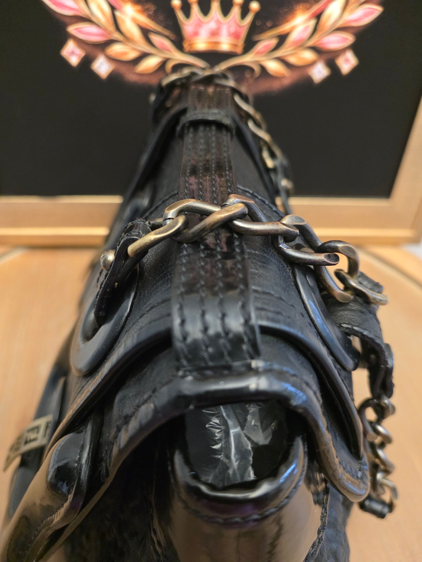 Fendi Black Leather & Patent B. Fendi Shoulder Bag