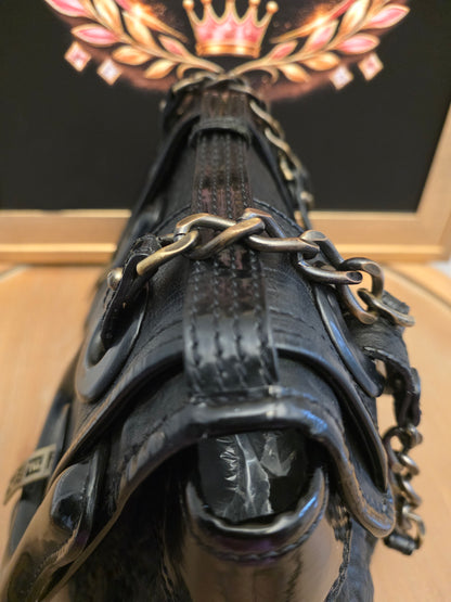 Fendi Black Leather & Patent B. Fendi Shoulder Bag