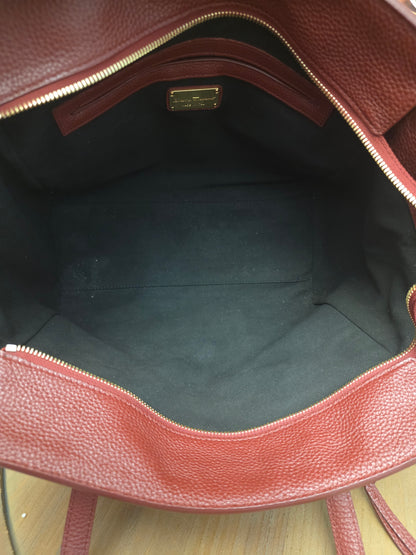 Salvatore Ferragamo Oxblood Calf Hair & Pebbled Leather Gancini Tote