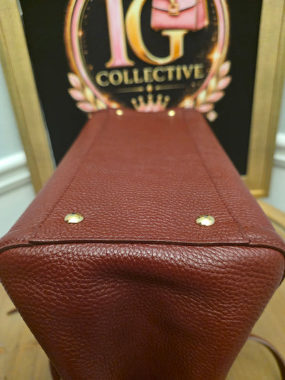 Salvatore Ferragamo Oxblood Calf Hair & Pebbled Leather Gancini Tote