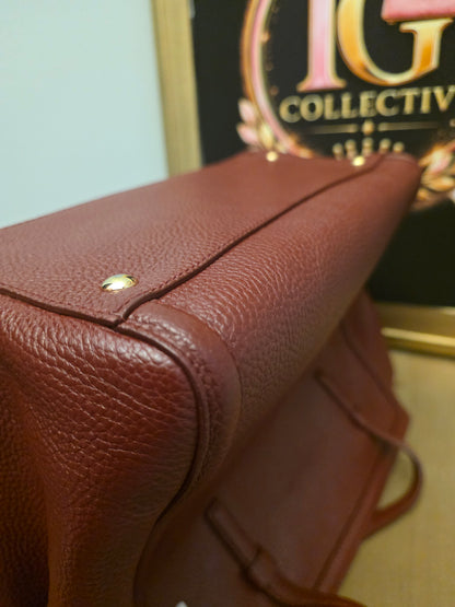 Salvatore Ferragamo Oxblood Calf Hair & Pebbled Leather Gancini Tote