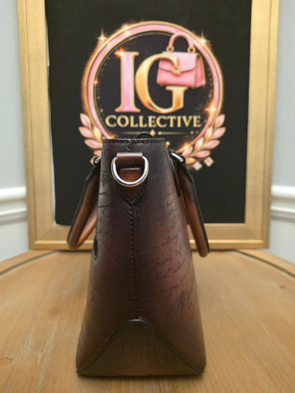 Berluti Brown Scritto Leather Briefcase Tote Bag | IG Collective