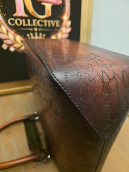 Berluti Brown Scritto Leather Briefcase Tote Bag | IG Collective