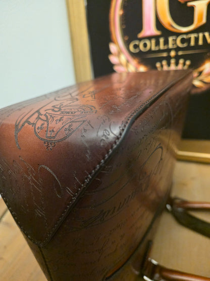 Berluti Brown Scritto Leather Briefcase Tote Bag | IG Collective