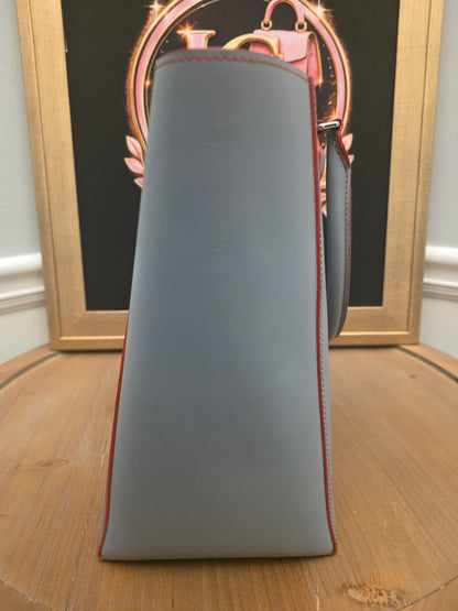 Loewe Gray Leather Anagram Tote Bag with Red Interior & Pouch | IG Collective