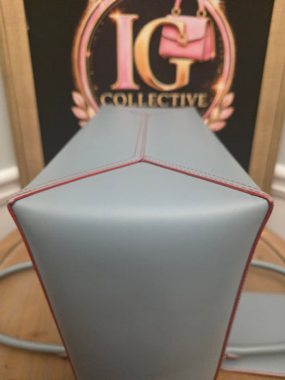 Loewe Gray Leather Anagram Tote Bag with Red Interior & Pouch | IG Collective