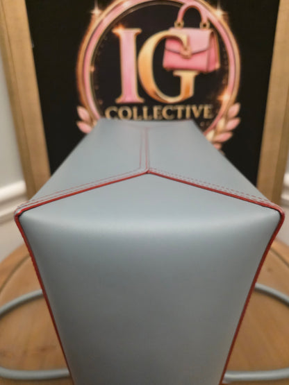 Loewe Gray Leather Anagram Tote Bag with Red Interior & Pouch | IG Collective