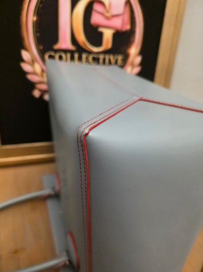 Loewe Gray Leather Anagram Tote Bag with Red Interior & Pouch | IG Collective