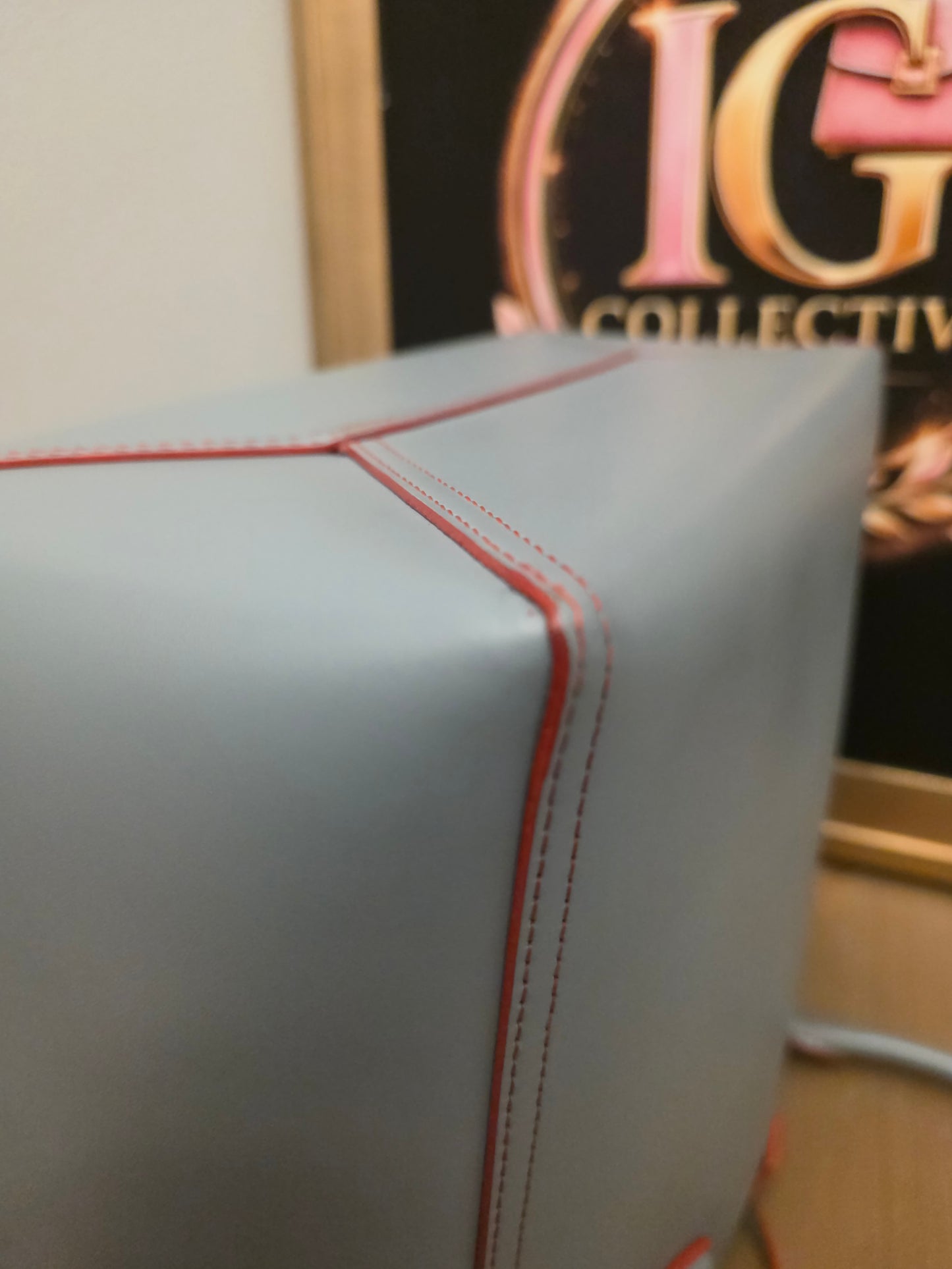 Loewe Gray Leather Anagram Tote Bag with Red Interior & Pouch | IG Collective