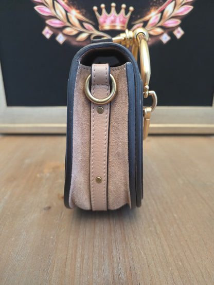 Authentic Chloé Nile Small Bracelet Bag Motty Grey Blush Pink Leather Crossbody Gold Hardware