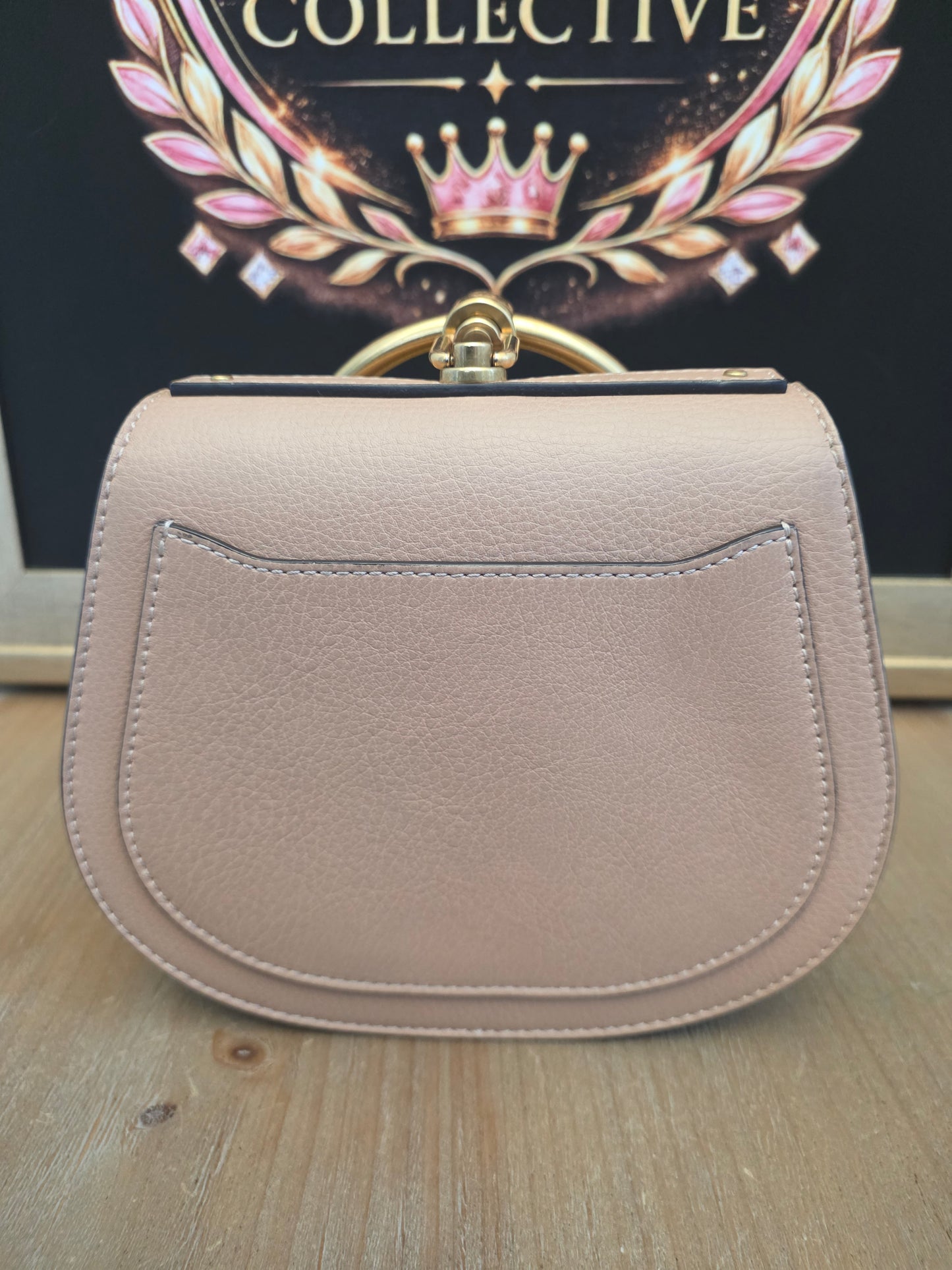 Authentic Chloé Nile Small Bracelet Bag Motty Grey Blush Pink Leather Crossbody Gold Hardware