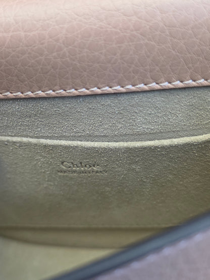 Authentic Chloé Nile Small Bracelet Bag Motty Grey Blush Pink Leather Crossbody Gold Hardware