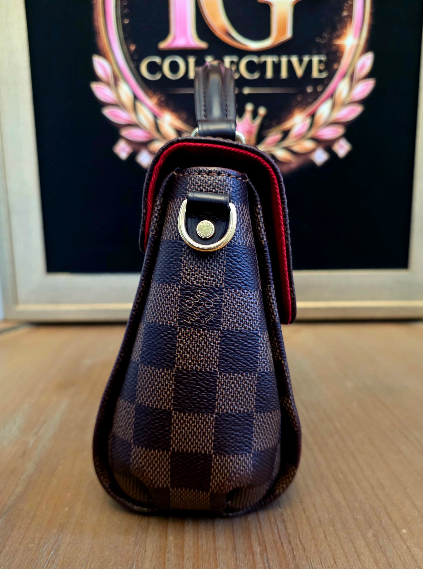 Authentic Louis Vuitton Croisette Damier Ebene Crossbody Satchel | Top Handle | Red Interior | Made in France
