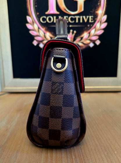 Authentic Louis Vuitton Croisette Damier Ebene Crossbody Satchel | Top Handle | Red Interior | Made in France