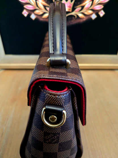 Authentic Louis Vuitton Croisette Damier Ebene Crossbody Satchel | Top Handle | Red Interior | Made in France