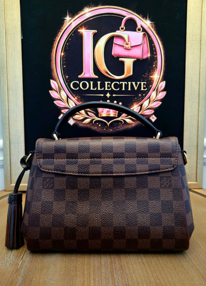 Authentic Louis Vuitton Croisette Damier Ebene Crossbody Satchel | Top Handle | Red Interior | Made in France