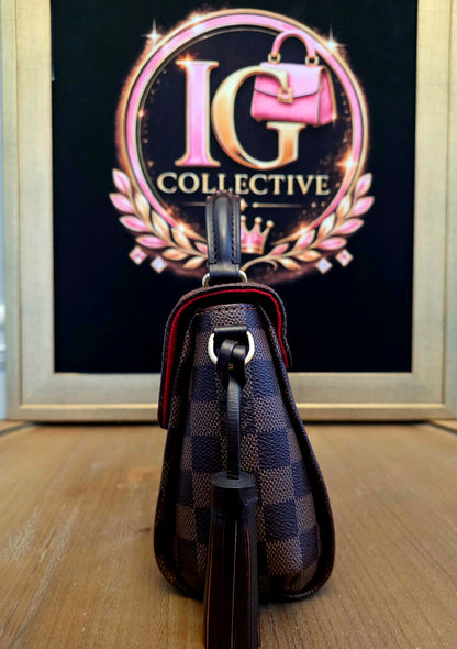 Authentic Louis Vuitton Croisette Damier Ebene Crossbody Satchel | Top Handle | Red Interior | Made in France