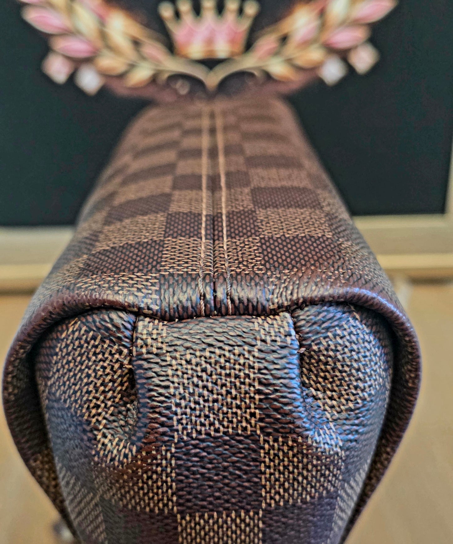 Authentic Louis Vuitton Croisette Damier Ebene Crossbody Satchel | Top Handle | Red Interior | Made in France
