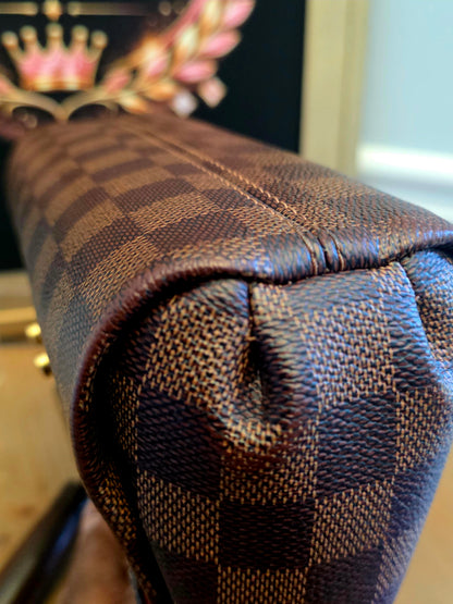 Authentic Louis Vuitton Croisette Damier Ebene Crossbody Satchel | Top Handle | Red Interior | Made in France