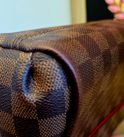 Authentic Louis Vuitton Croisette Damier Ebene Crossbody Satchel | Top Handle | Red Interior | Made in France