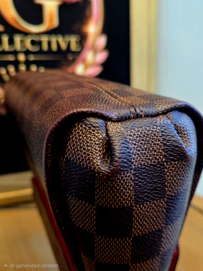 Authentic Louis Vuitton Croisette Damier Ebene Crossbody Satchel | Top Handle | Red Interior | Made in France