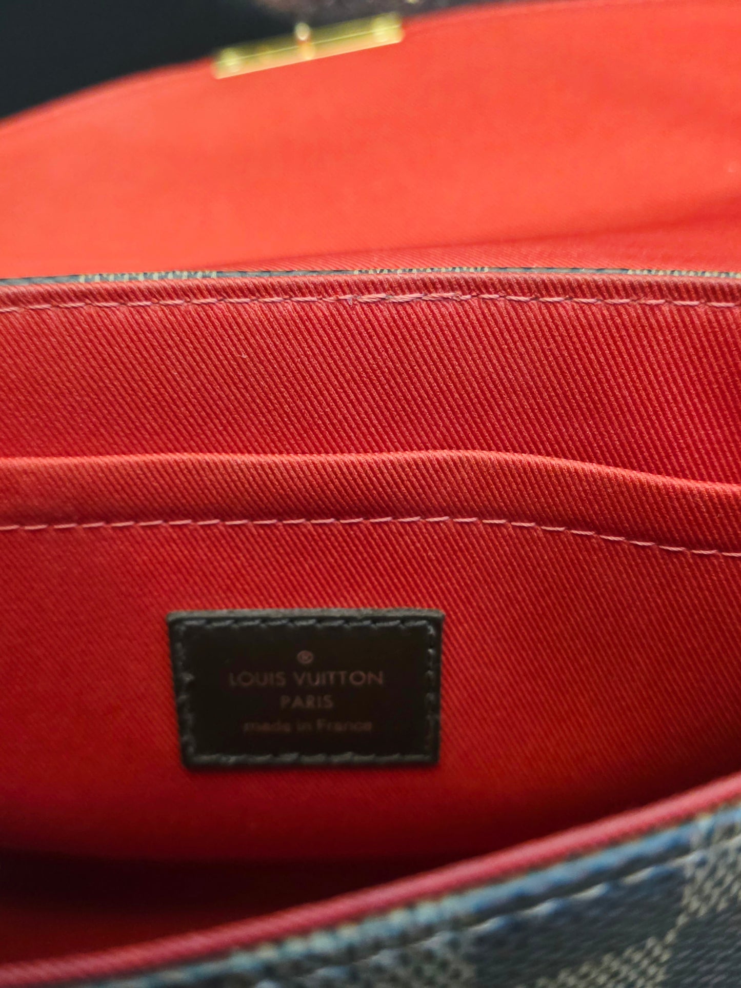 Authentic Louis Vuitton Croisette Damier Ebene Crossbody Satchel | Top Handle | Red Interior | Made in France