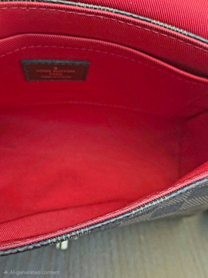Authentic Louis Vuitton Croisette Damier Ebene Crossbody Satchel | Top Handle | Red Interior | Made in France