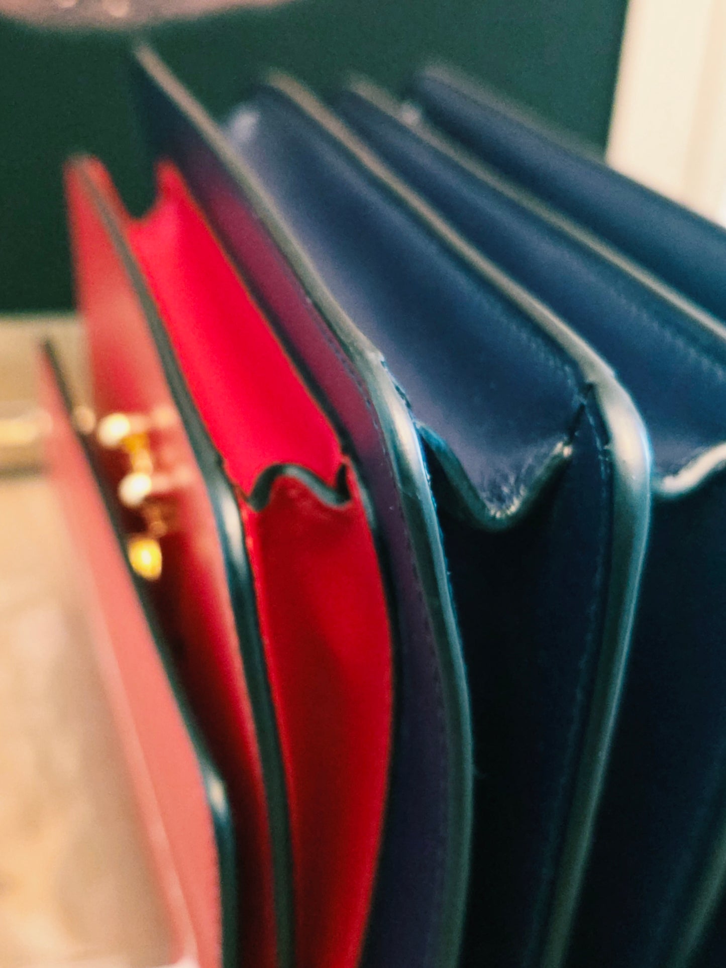 Authentic Marni Trunk Medium Colorblock Leather Crossbody Bag | Red & Navy Blue | Gold Hardware | Made in Italy