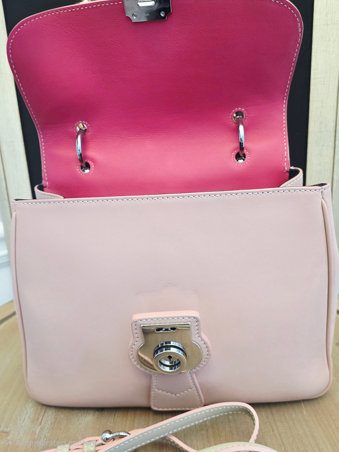 Authentic Burberry DK88 Medium Two-Tone Leather Top Handle Satchel | Blush Pink & Raspberry | Crossbody | Made in Italy