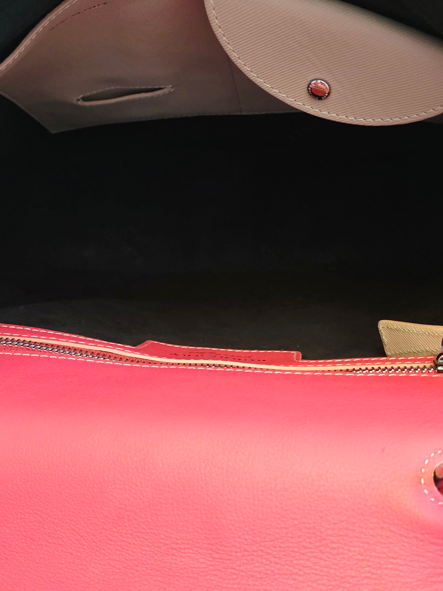 Authentic Burberry DK88 Medium Two-Tone Leather Top Handle Satchel | Blush Pink & Raspberry | Crossbody | Made in Italy