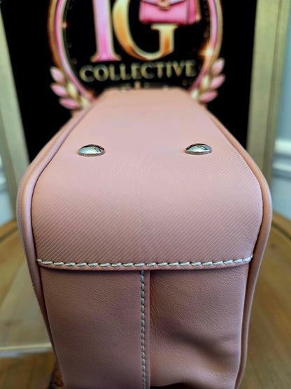 Authentic Burberry DK88 Medium Two-Tone Leather Top Handle Satchel | Blush Pink & Raspberry | Crossbody | Made in Italy