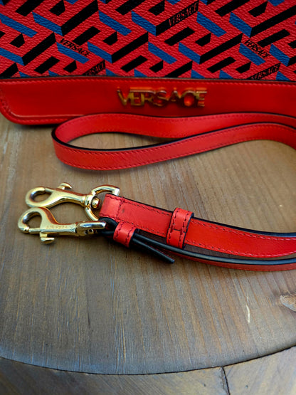 Authentic Versace La Greca Print Leather Top Handle Crossbody Bag | Red | Gold Hardware | Made in Italy