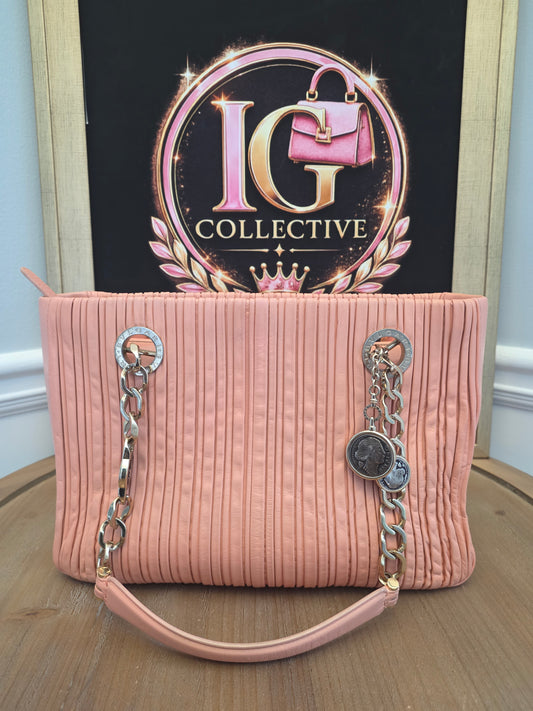 Authentic Bvlgari Serpenti Forever Pleated Leather Tote Bag | Blush Pink | Made in Italy | Luxury Designer Handbag