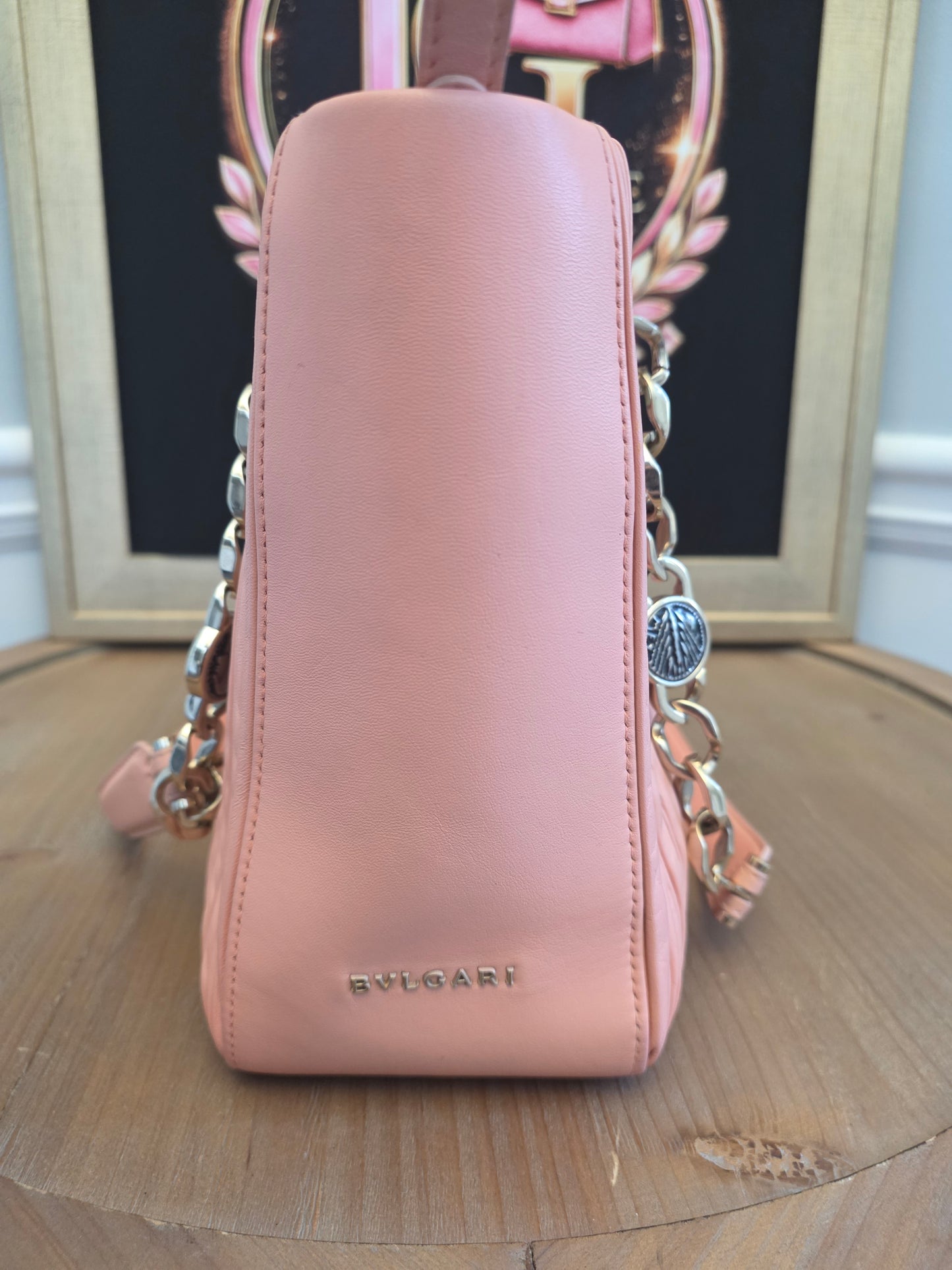 Authentic Bvlgari Serpenti Forever Pleated Leather Tote Bag | Blush Pink | Made in Italy | Luxury Designer Handbag