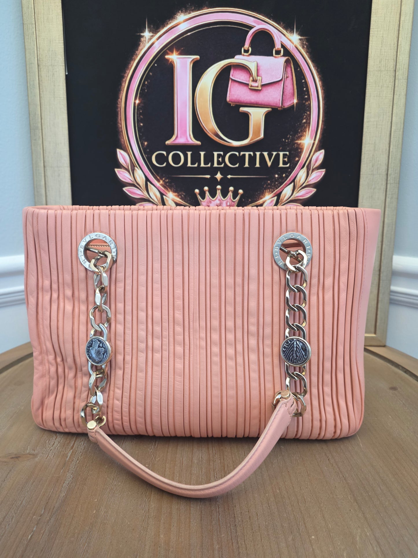 Authentic Bvlgari Serpenti Forever Pleated Leather Tote Bag | Blush Pink | Made in Italy | Luxury Designer Handbag