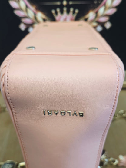 Authentic Bvlgari Serpenti Forever Pleated Leather Tote Bag | Blush Pink | Made in Italy | Luxury Designer Handbag