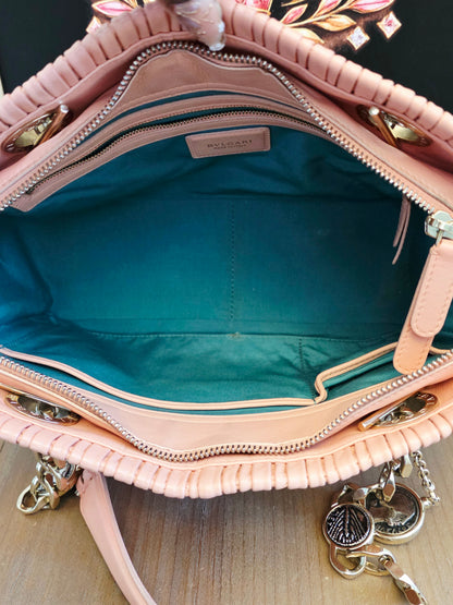 Authentic Bvlgari Serpenti Forever Pleated Leather Tote Bag | Blush Pink | Made in Italy | Luxury Designer Handbag