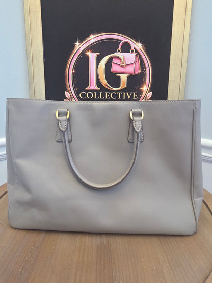 Authentic Prada Saffiano Lux Large Double Handle Tote | Argilla Gray | Gold Hardware | Made in Italy