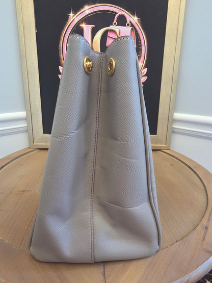 Authentic Prada Saffiano Lux Large Double Handle Tote | Argilla Gray | Gold Hardware | Made in Italy